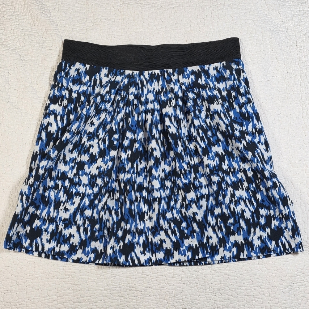 Moon Blue Abstract Pleated Skirt